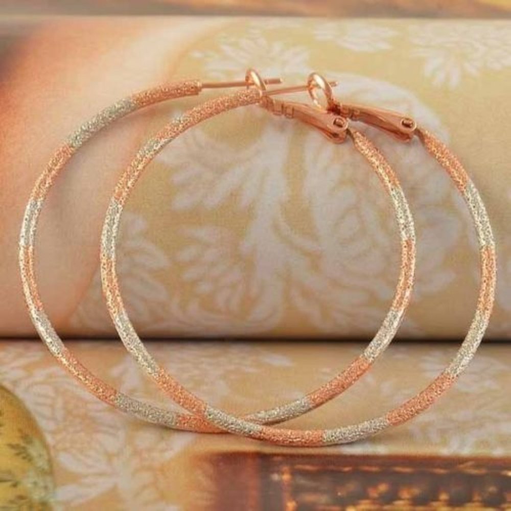 Earrings ~ Tri-Gold ~ 2"  ~ Hoops ~ Dangle